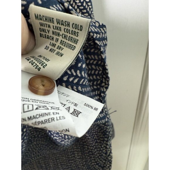 L.L Bean Blue Textured Organic Cotton Boxy Nautical Blouse Women’s Size Small - Picture 9 of 11